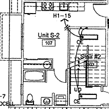 Floor plan for studio, 1 bath, 325 sqft